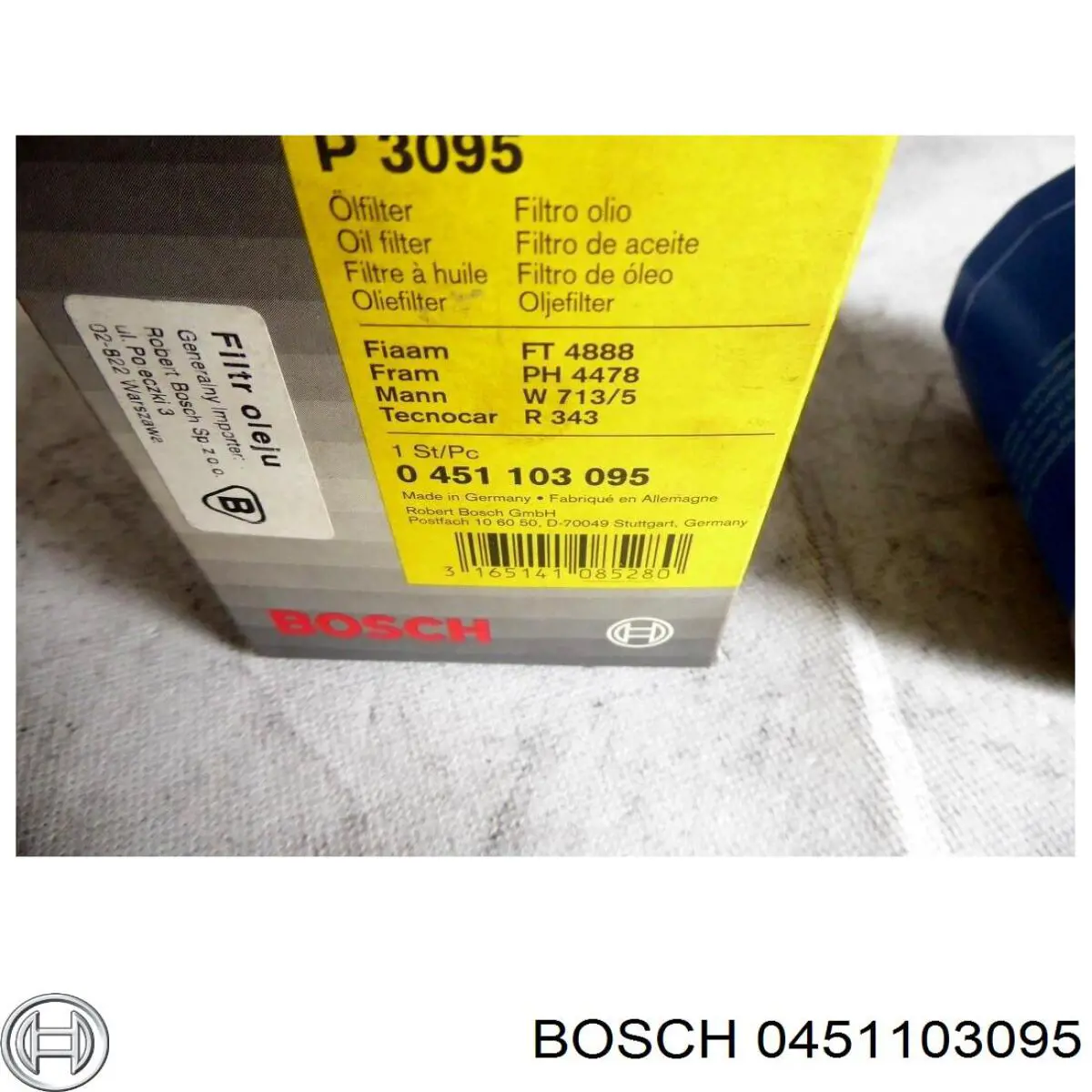 Do koszyka 0451103095 Bosch Filtr oleju