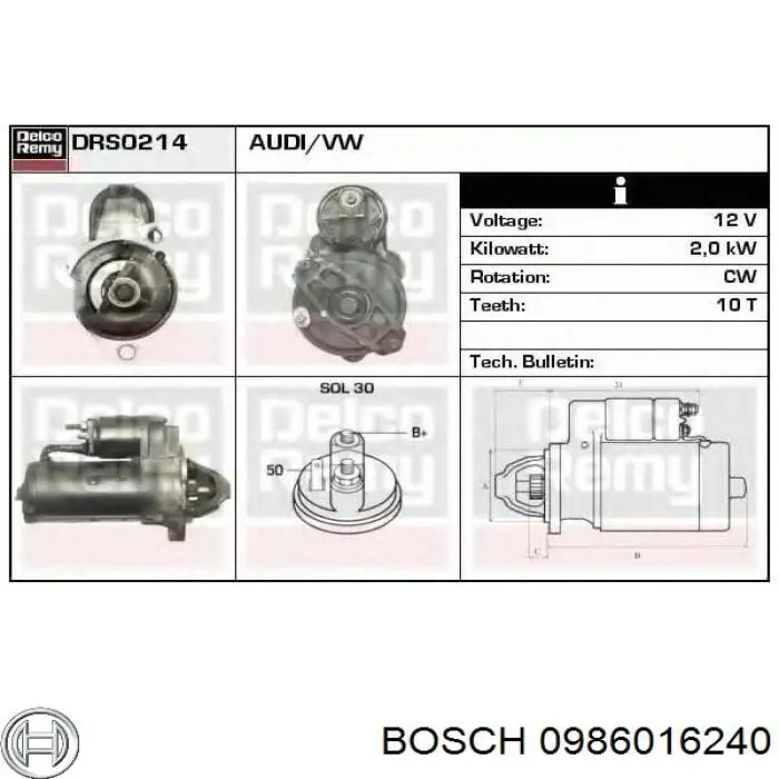 Rozrusznik 0986016240 Bosch