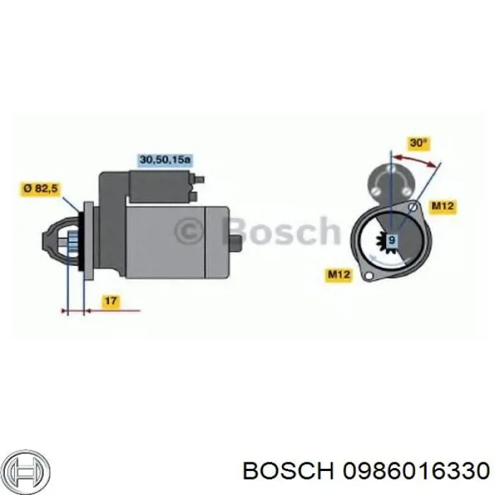 Rozrusznik Bosch 0986016330 cena, od 61,54 USD