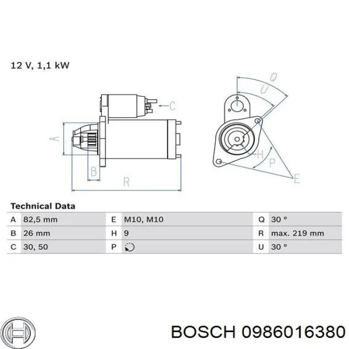 Rozrusznik 0986016380 Bosch