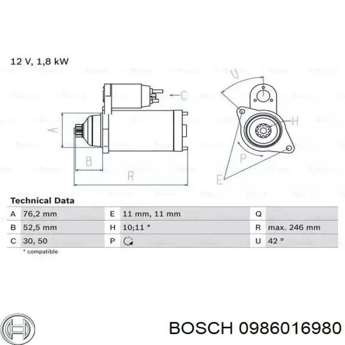 0986016980 Bosch Rozrusznik