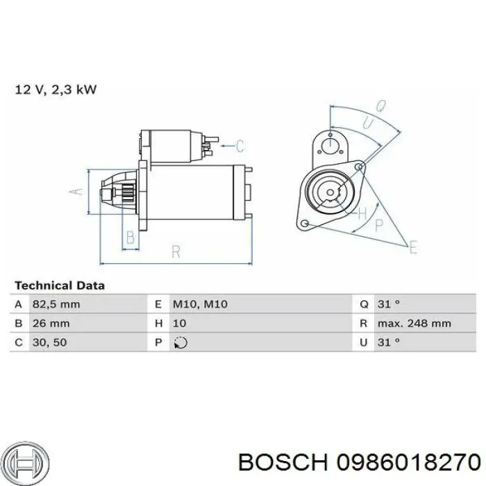 Rozrusznik Bosch 0986018270 cena, od 81,81 USD