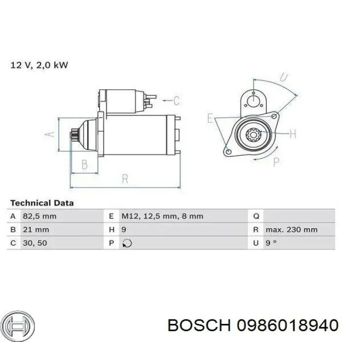 Rozrusznik Bosch 0986018940 cena, od 218,67 USD