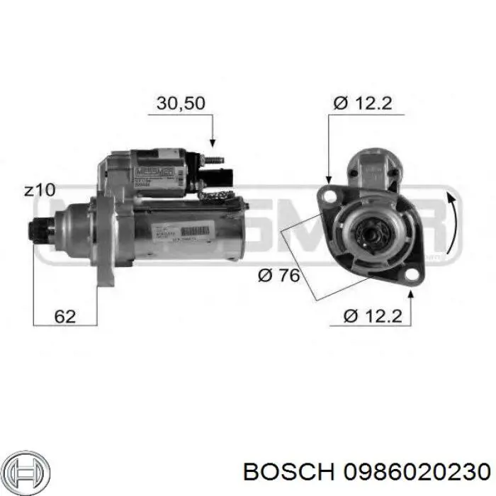 Rozrusznik Bosch 0986020230 cena, od 110,51 USD