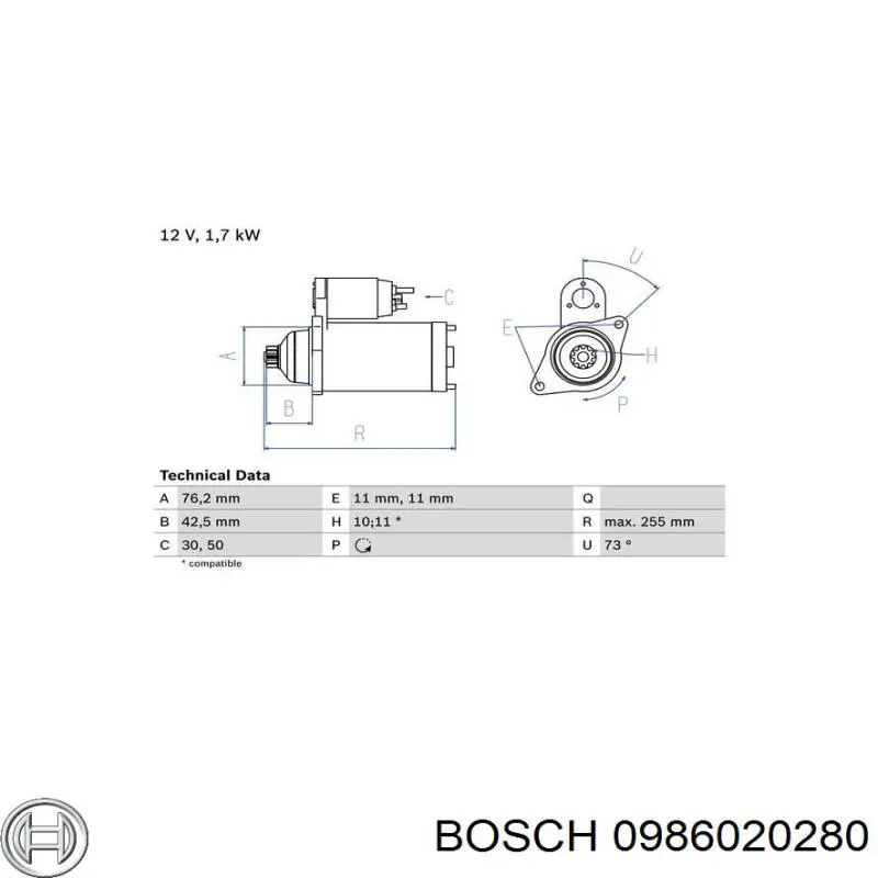 Rozrusznik Bosch 0986020280 cena, od 130,14 USD