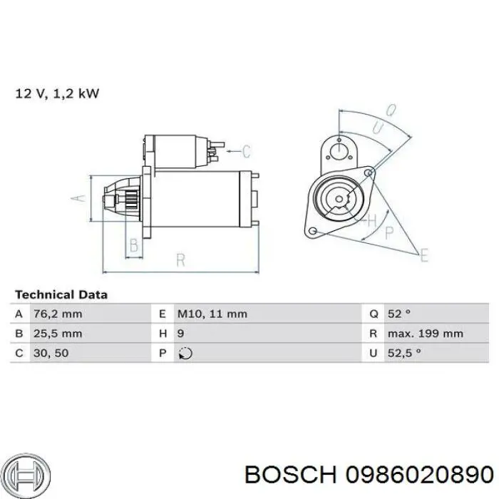 Rozrusznik Bosch 0986020890 cena, od 118,43 USD