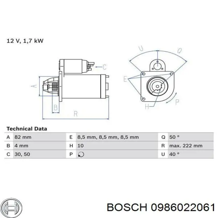 Rozrusznik Bosch 0986022061 cena, od 123,89 USD