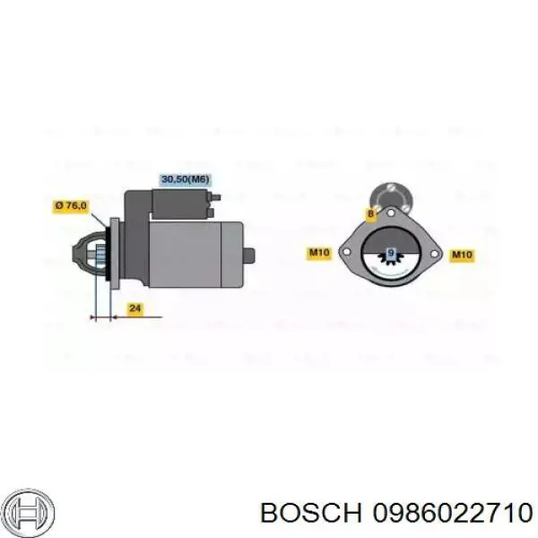Rozrusznik Bosch 0986022710 cena, od 98,85 USD