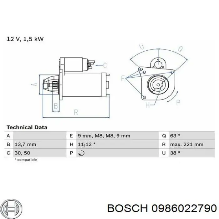 Rozrusznik Bosch 0986022790 cena, od 110,51 USD
