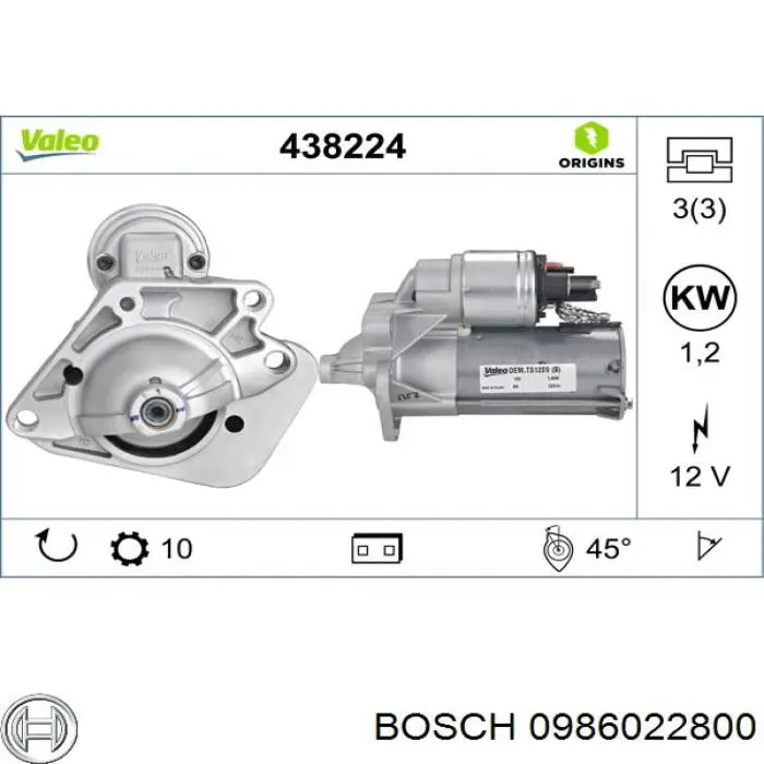 Rozrusznik Bosch 0986022800 cena, od 55,90 USD