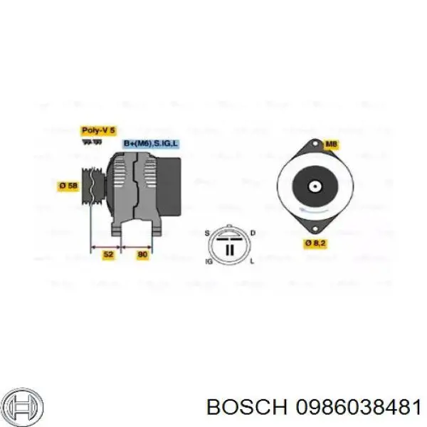 0986038481 Bosch Alternator