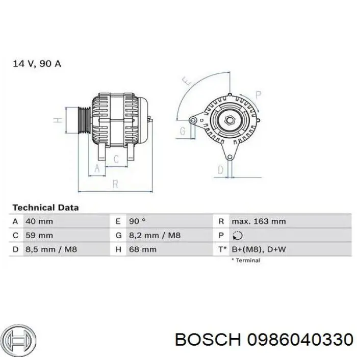 Alternator Bosch 0986040330 cena, od 110,67 USD