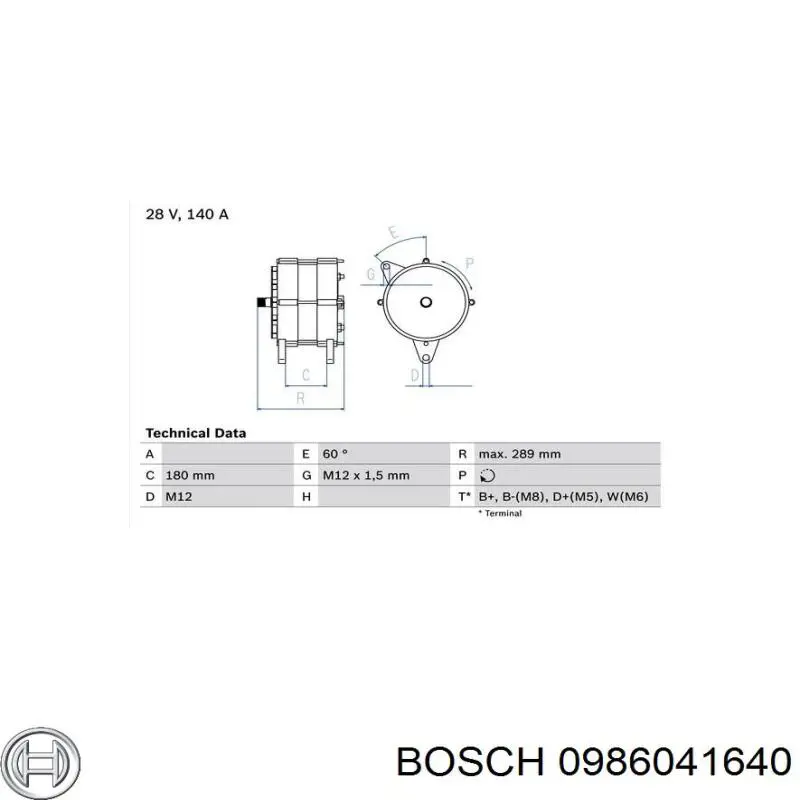 Alternator Bosch 0986041640 cena, od 481,29 USD