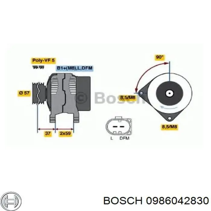 Do koszyka 0986042830 Bosch Alternator