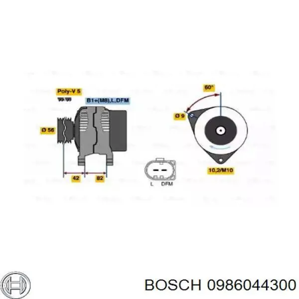 Alternator Bosch 0986044300 cena, od 157,89 USD