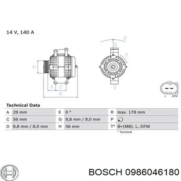 0986046180 Bosch Alternator