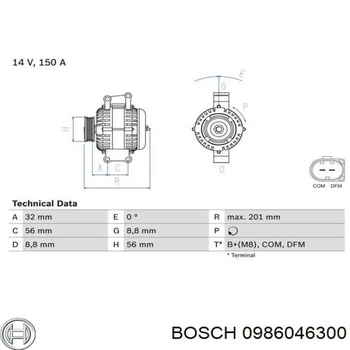 Alternator 0986046300 Bosch