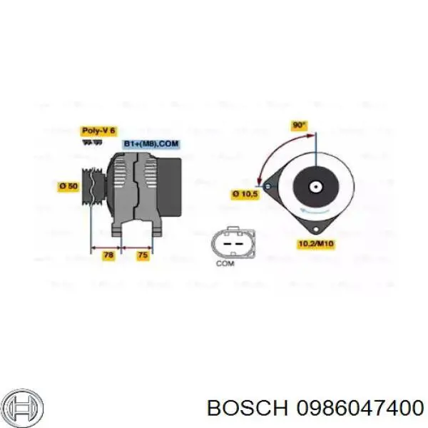 0986047400 Bosch Alternator