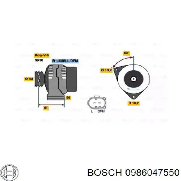 Alternator Bosch 0986047550 cena, od 231,06 USD