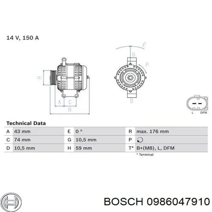 0986047910 Bosch Alternator