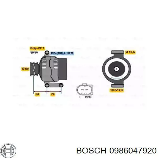 Alternator Bosch 0986047920 cena, od 234,56 USD