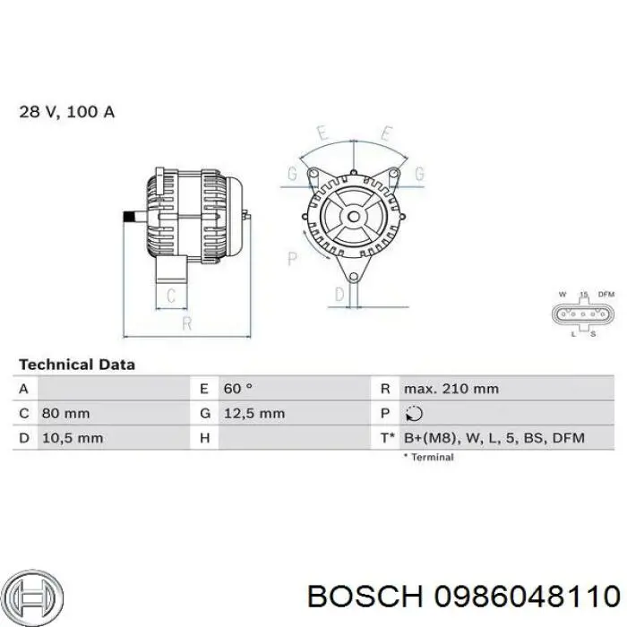 Alternator Bosch 0986048110 cena, od 270,93 USD