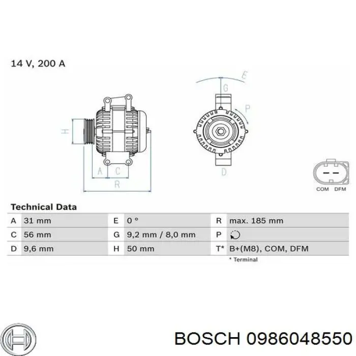 Alternator Bosch 0986048550 cena, od 148,28 USD