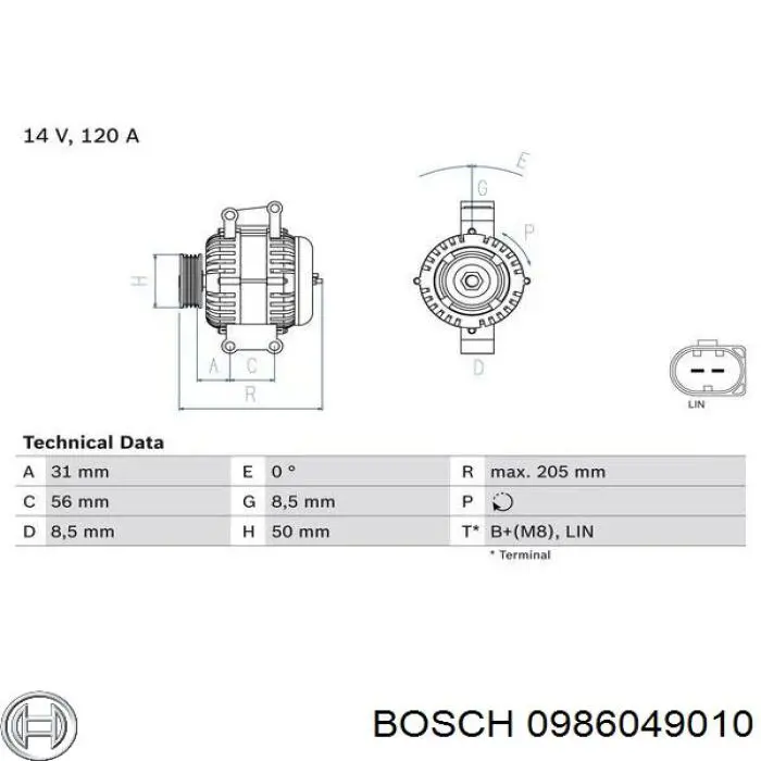 Alternator Bosch 0986049010 cena, od 198,29 USD
