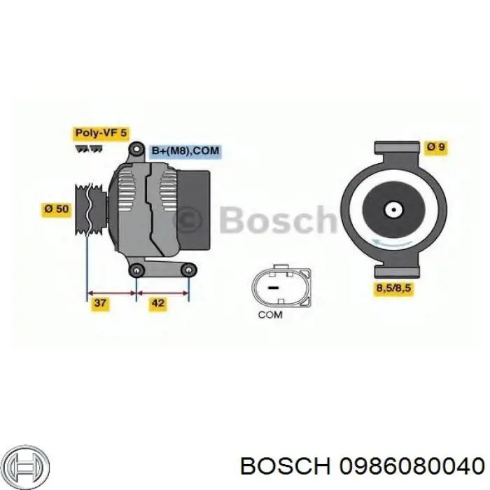 Alternator Bosch 0986080040 cena, od 164,30 USD