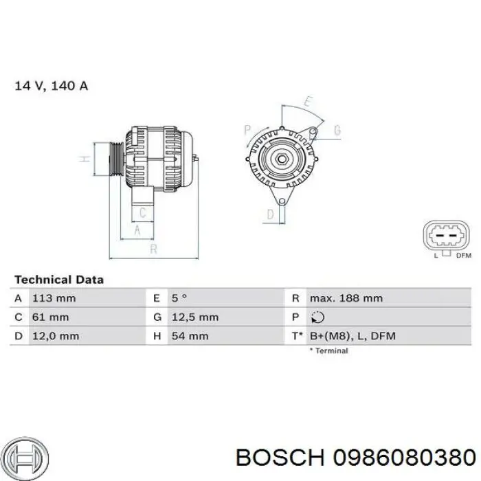 Alternator Bosch 0986080380 cena, od 169,39 USD
