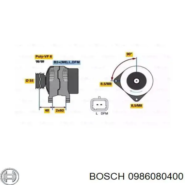 Alternator Bosch 0986080400 cena, od 213,24 USD