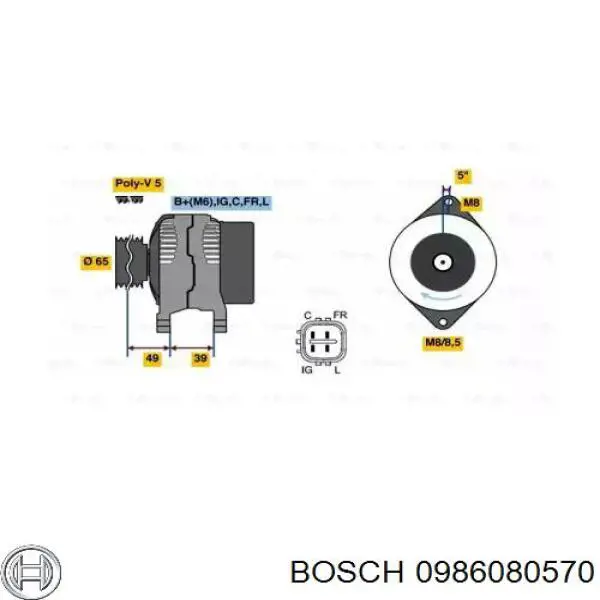 Alternator Bosch 0986080570 cena, od 74,91 USD