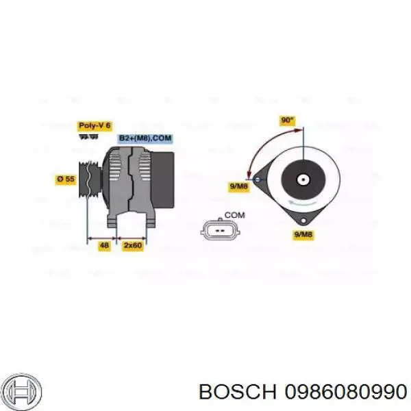 Do koszyka 0986080990 Bosch Alternator