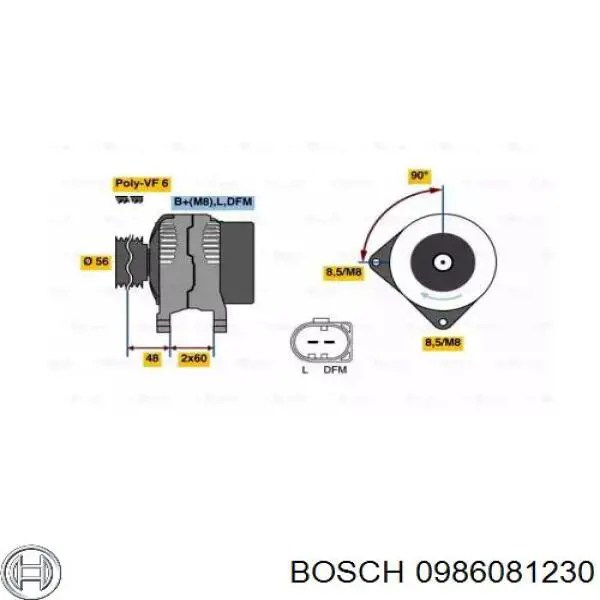 Do koszyka 0986081230 Bosch Alternator