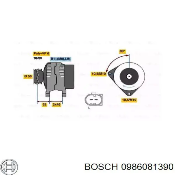 Do koszyka 6G9N10300YC Land Rover Alternator