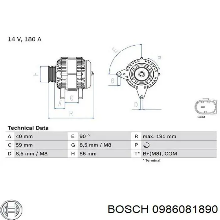 Alternator Bosch 0986081890 cena, od 336,96 USD