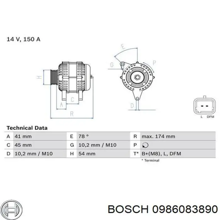 Alternator Bosch 0986083890 cena, od 269,77 USD