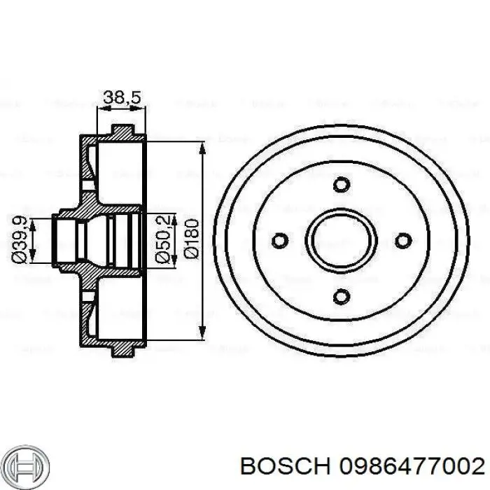 Bęben hamulcowy tylny Bosch 0986477002 cena, od 34,75 USD