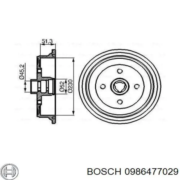 0986477029 Bosch Bęben hamulcowy tylny