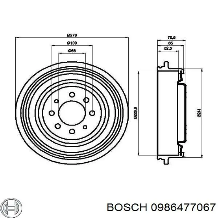 Do koszyka 0986477067 Bosch Bęben hamulcowy tylny