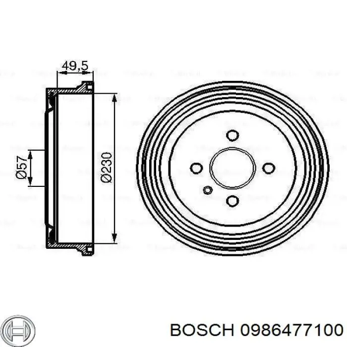 Bęben hamulcowy tylny Bosch 0986477100 cena, od 46,94 USD