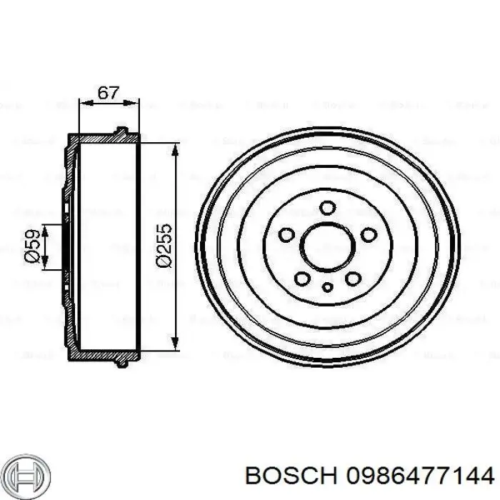 0986477144 Bosch Bęben hamulcowy tylny