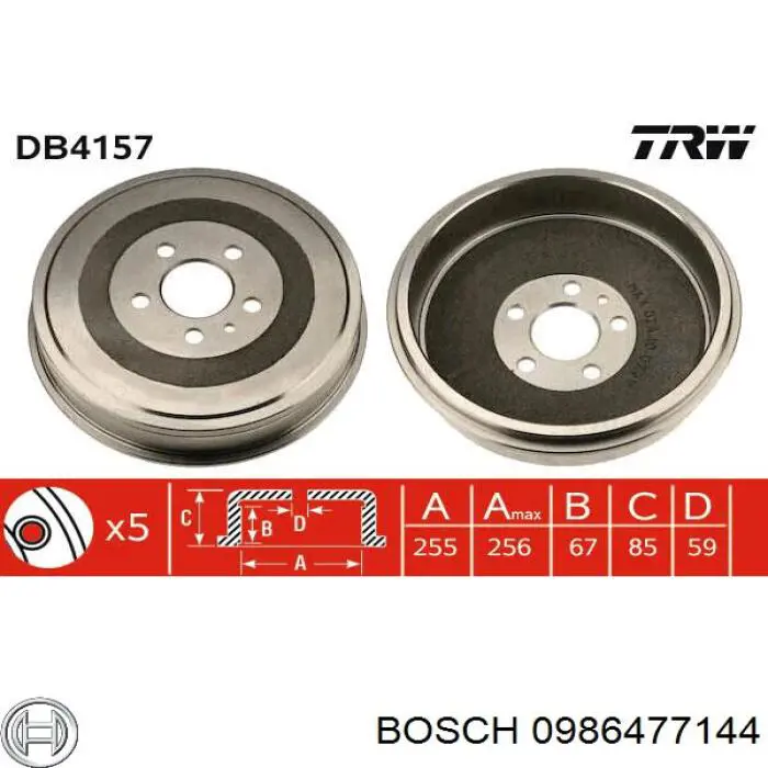 Bęben hamulcowy tylny Bosch 0986477144 cena, od 75,32 USD