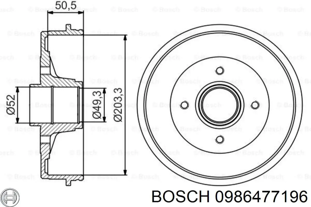 0986477196 Bosch Bęben hamulcowy tylny