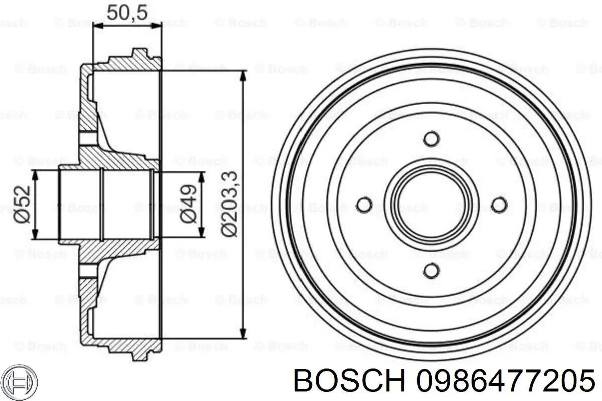 0 986 477 205 Bosch bęben hamulcowy tylny