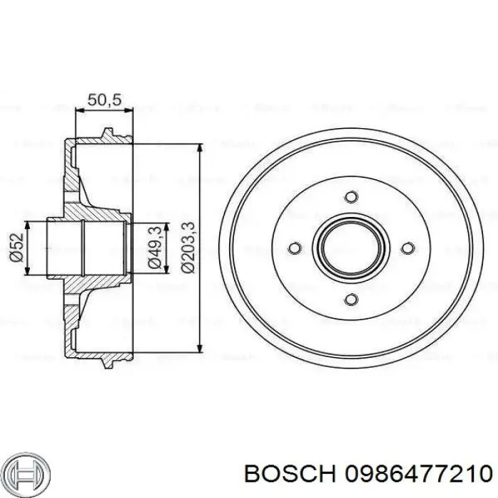 0 986 477 210 Bosch bęben hamulcowy tylny