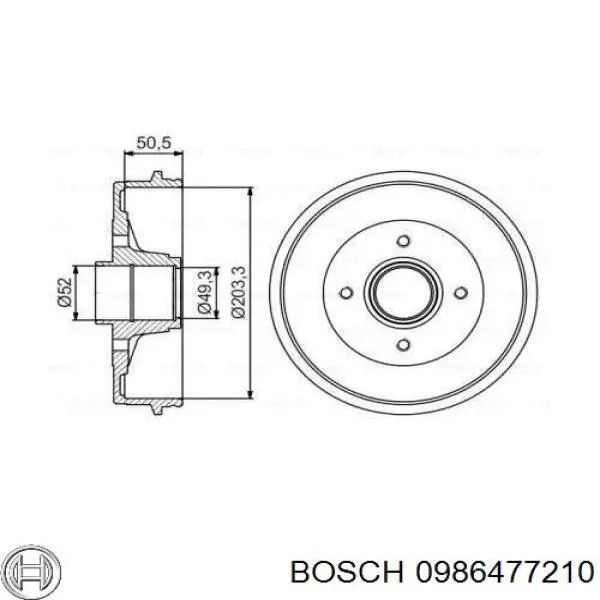 Bęben hamulcowy tylny Bosch 0986477210 cena, od 67,15 USD