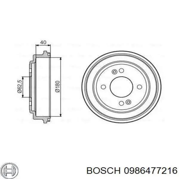 Bęben hamulcowy tylny Bosch 0986477216 cena, od 39,09 USD