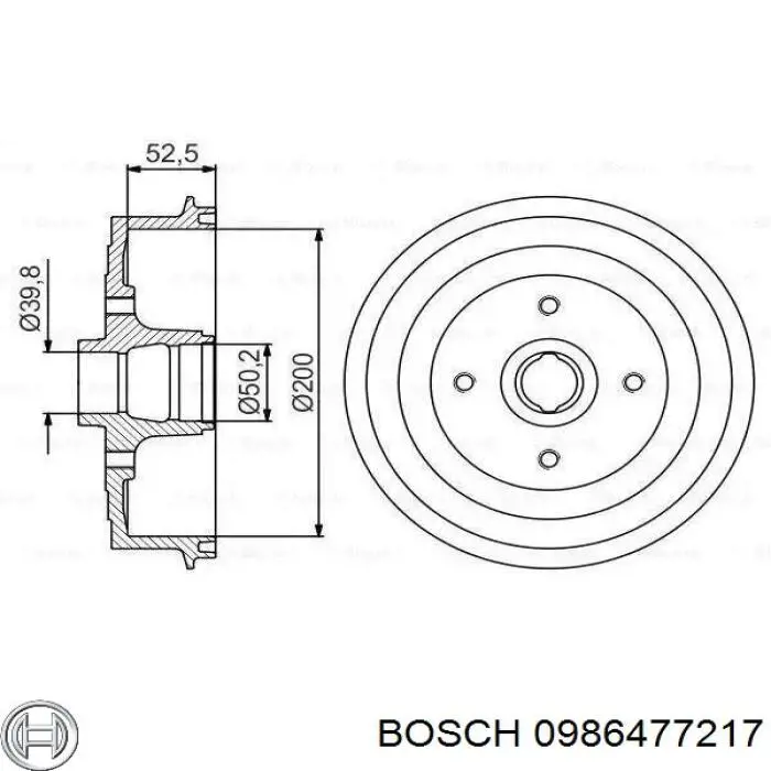 Bęben hamulcowy tylny Bosch 0986477217 cena, od 48,65 USD