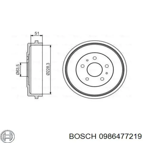 0 986 477 219 Bosch bęben hamulcowy tylny